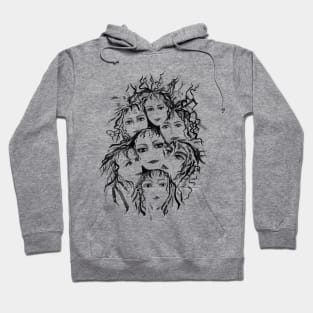 Black and White Girls Fashion Illustration Hoodie